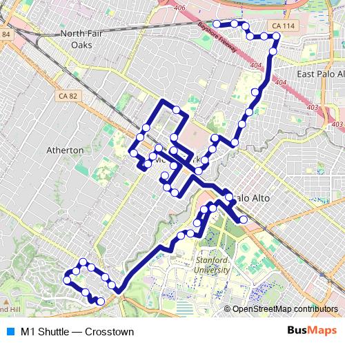 M1 Shuttle bus Line Map