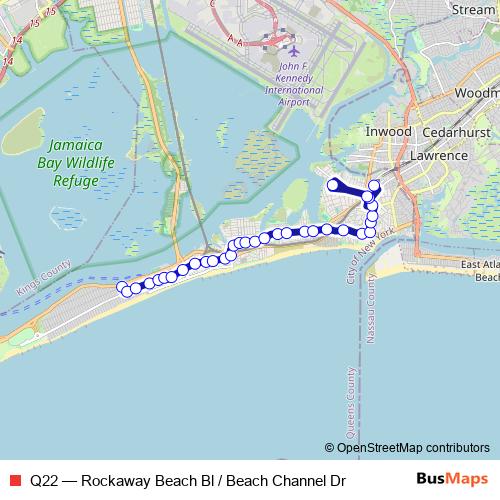 Q22 bus Line Map