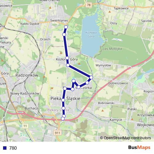 780 bus Line Map