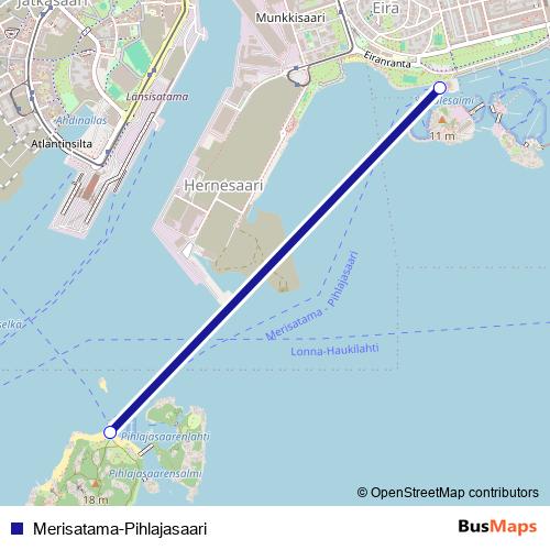 Merisatama-Pihlajasaari ferry Line Map