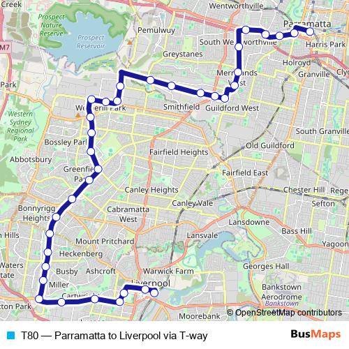 T80 bus Line Map