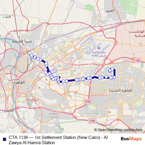 CTA 1136 bus Line Map