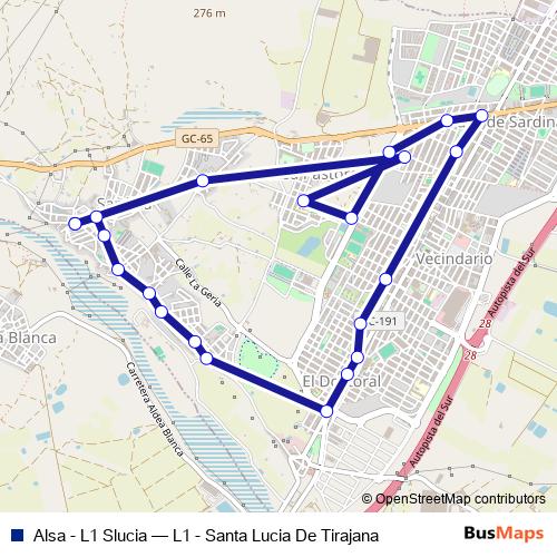 Alsa - L1 Slucia bus Line Map