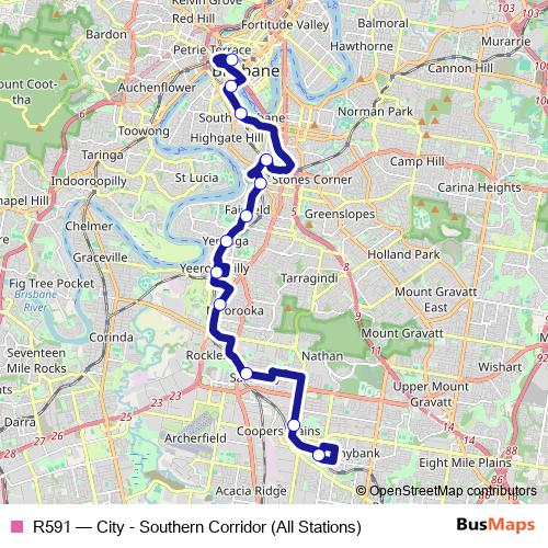 R591 bus Line Map