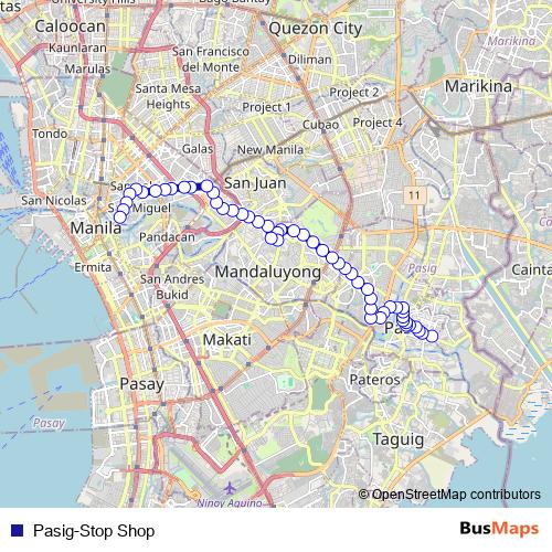 Pasig-Stop Shop bus Line Map