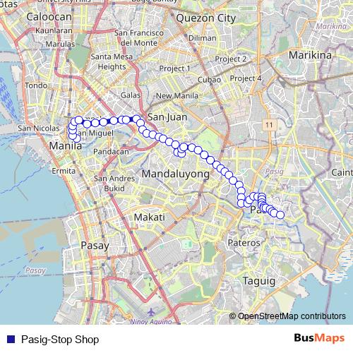 Pasig-Stop Shop bus Line Map