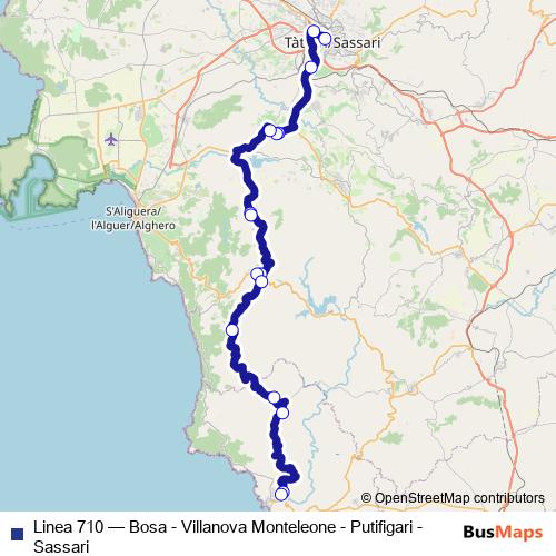 Linea 710 bus Line Map