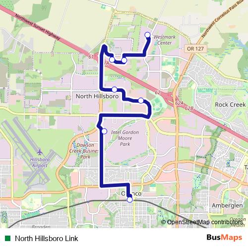 North Hillsboro Link bus Line Map