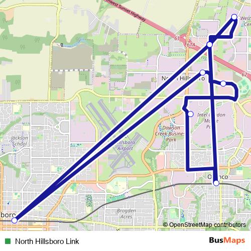 North Hillsboro Link bus Line Map