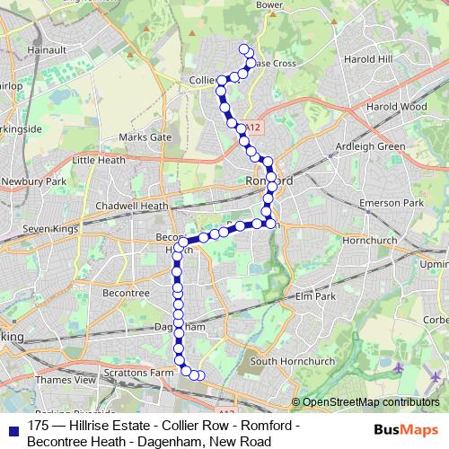 175 bus Line Map