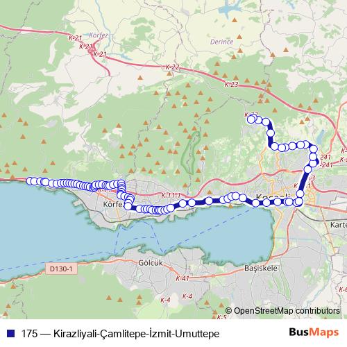 175 bus Line Map