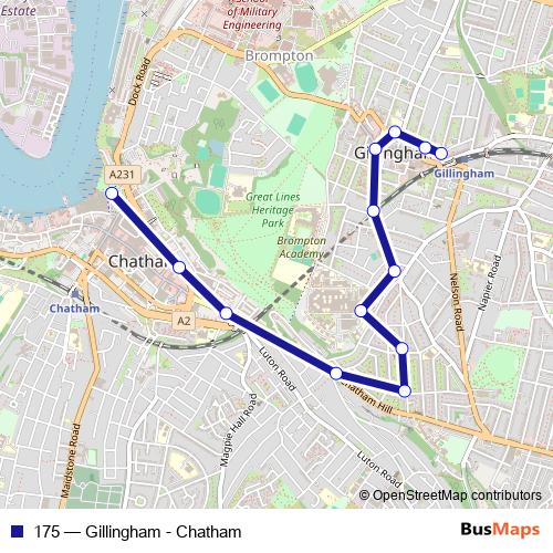 175 bus Line Map