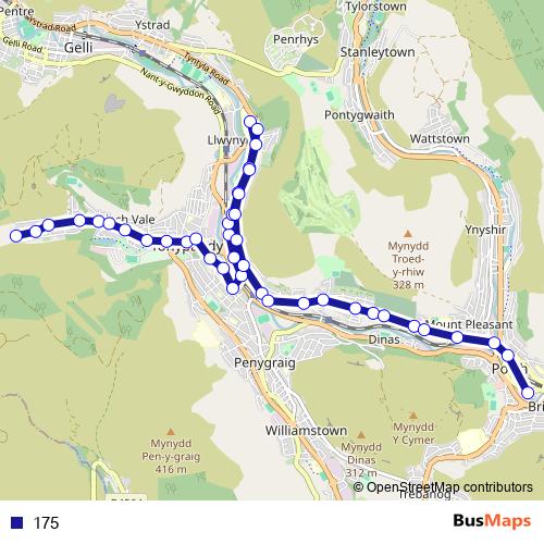 175 bus Line Map