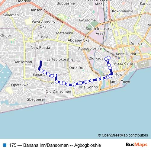 175 bus Line Map