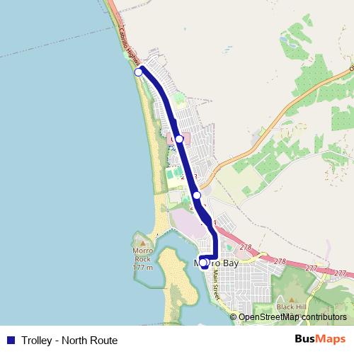 Trolley - North Route bus Line Map