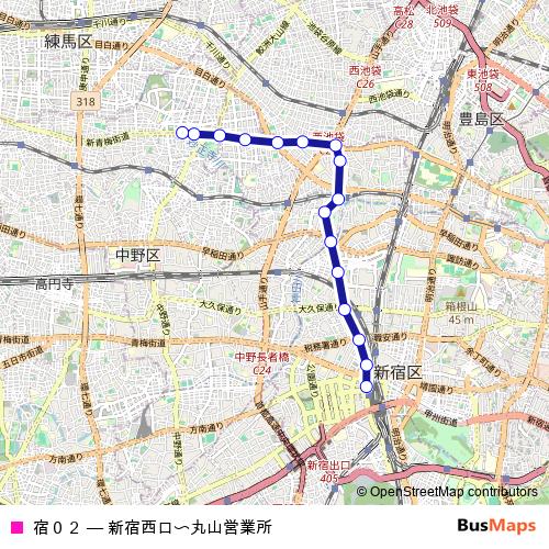 宿０２ bus Line Map