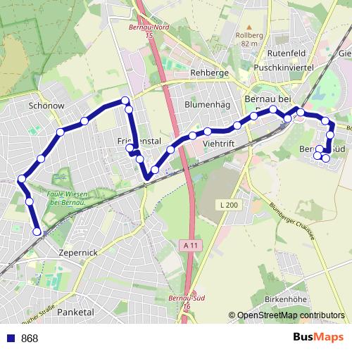868 bus Line Map