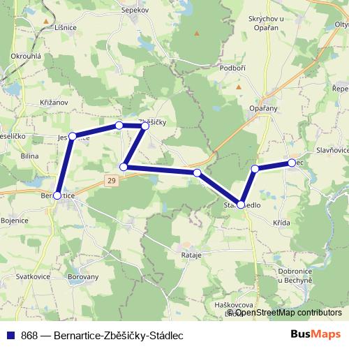 868 bus Line Map
