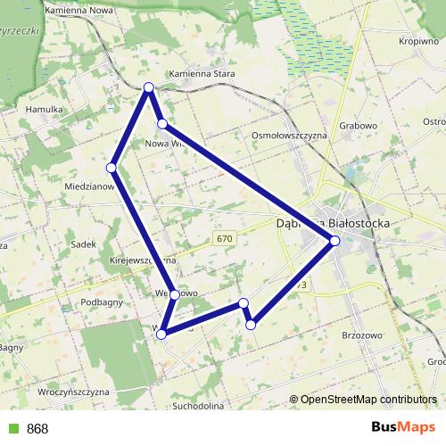 868 bus Line Map