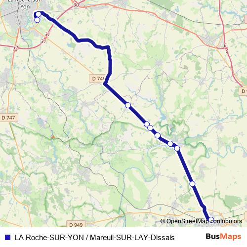 LA Roche-SUR-YON / Mareuil-SUR-LAY-Dissais bus Line Map