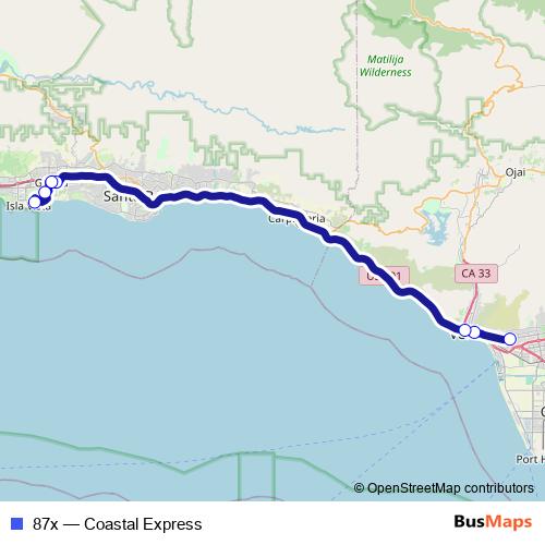 87x bus Line Map