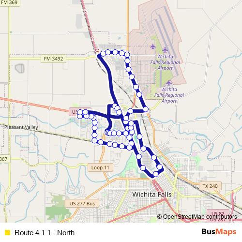 Route 4 1 1 - North bus Line Map