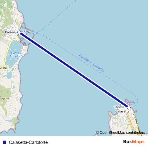 Calasetta-Carloforte ferry Line Map