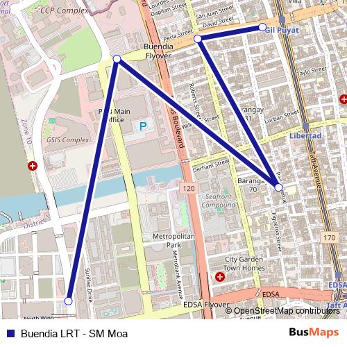 Buendia LRT - SM Moa bus Line Map