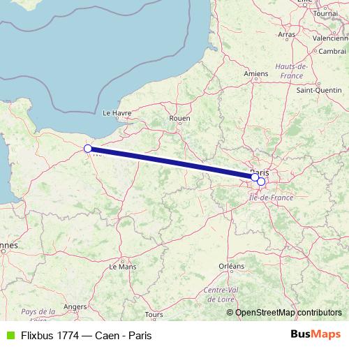 Flixbus 1774 bus Line Map
