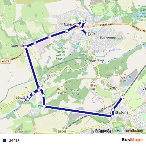 344D bus Line Map