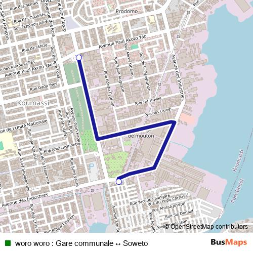 woro woro : Gare communale ↔ Soweto bus Line Map