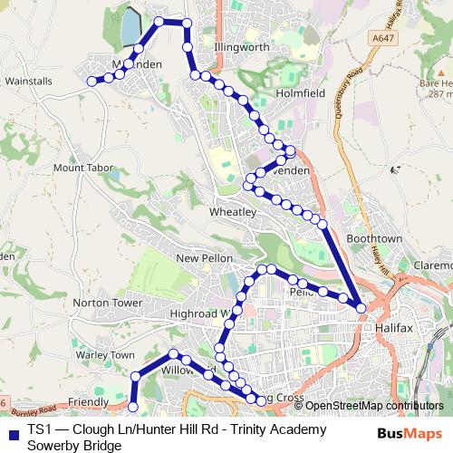 TS1 bus Line Map