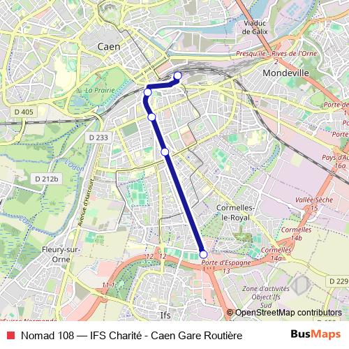 Nomad 108 bus Line Map