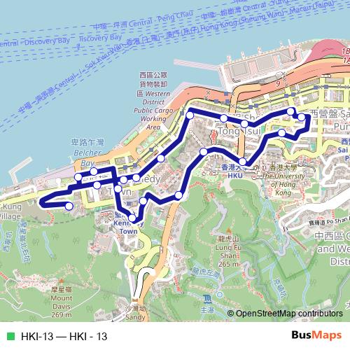 HKI-13 bus Line Map