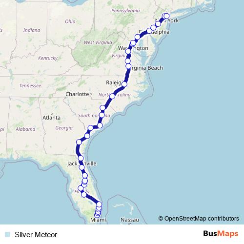 Silver Meteor rail Line Map
