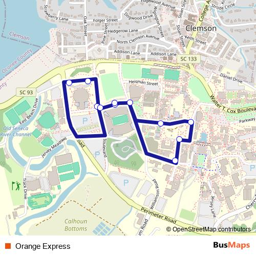 Orange Express bus Line Map