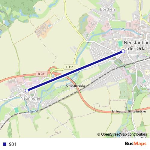 981 bus Line Map