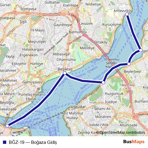 BĞZ-19 ferry Line Map
