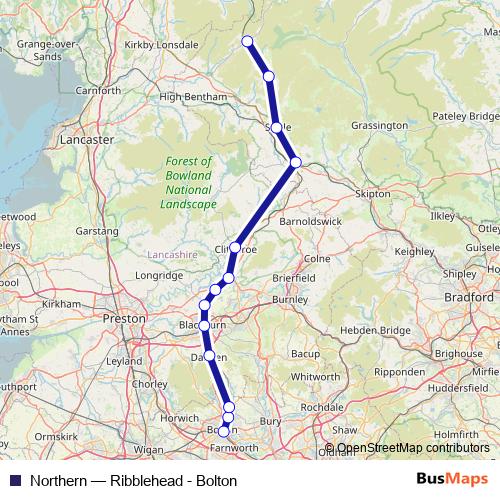Northern rail Line Map
