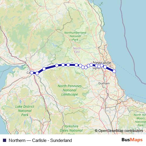 Northern rail Line Map