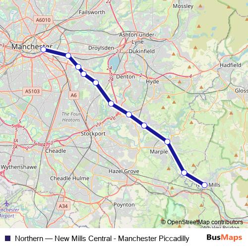 Northern rail Line Map