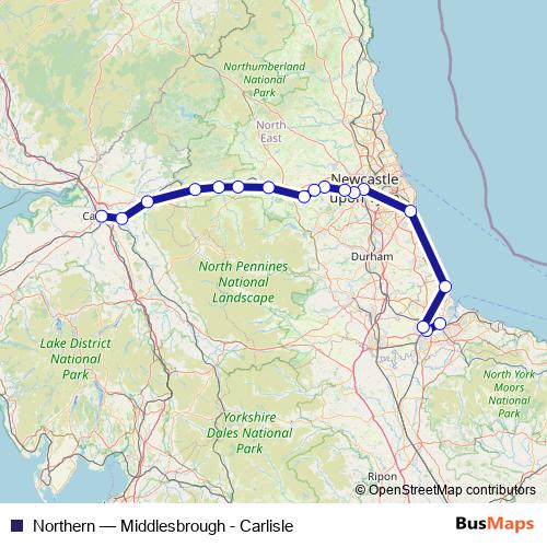 Northern rail Line Map
