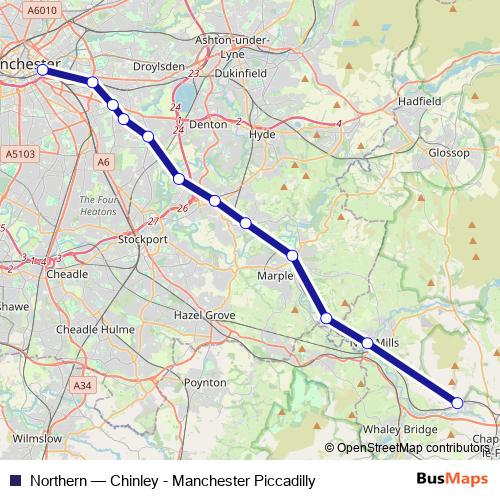Northern rail Line Map