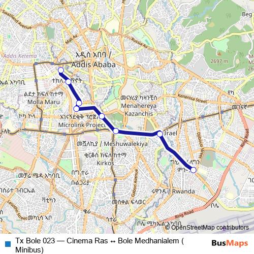 Tx Bole 023 bus Line Map