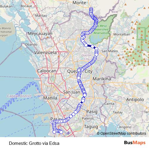 Domestic Grotto via Edsa bus Line Map