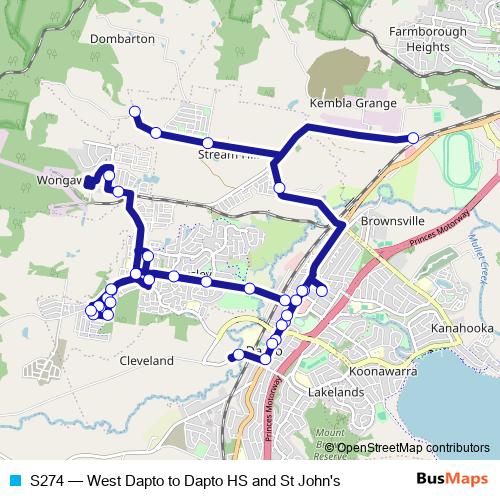 S274 bus Line Map