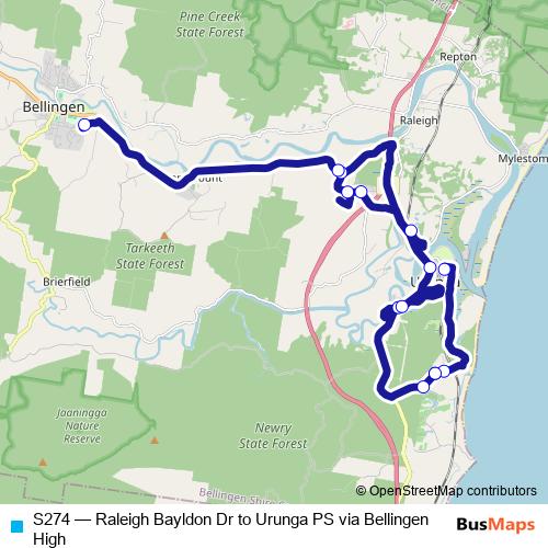 S274 bus Line Map