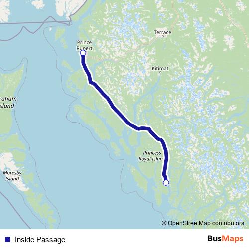Inside Passage ferry Line Map