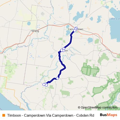 Timboon - Camperdown Via Camperdown - Cobden Rd bus Line Map