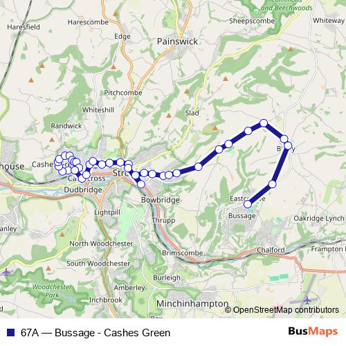 67A bus Line Map
